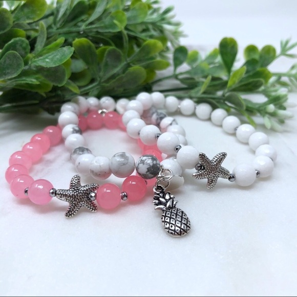 ๐7XHP๐ Silver Stretch Bracelet-Pink, Starfish - Picture 3 of 4